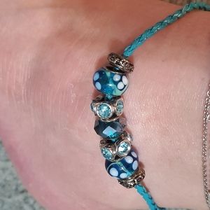 New custom larger handmade Beaded Anklet 11" with 2" extender